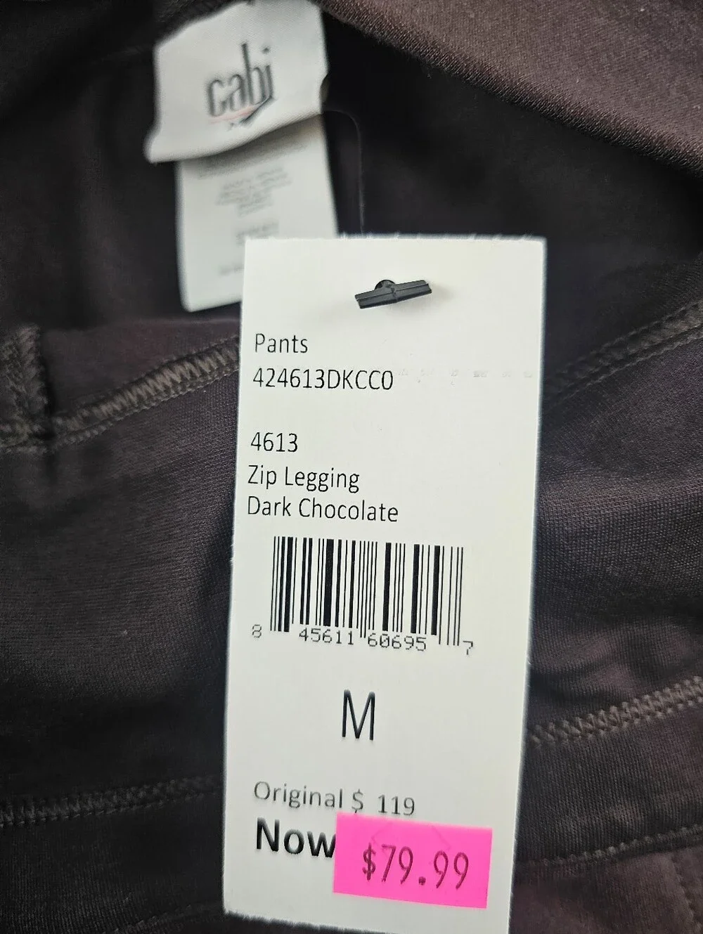 CAbi Zip Leggings Womens Medium in Dark Chocolate Stretchy